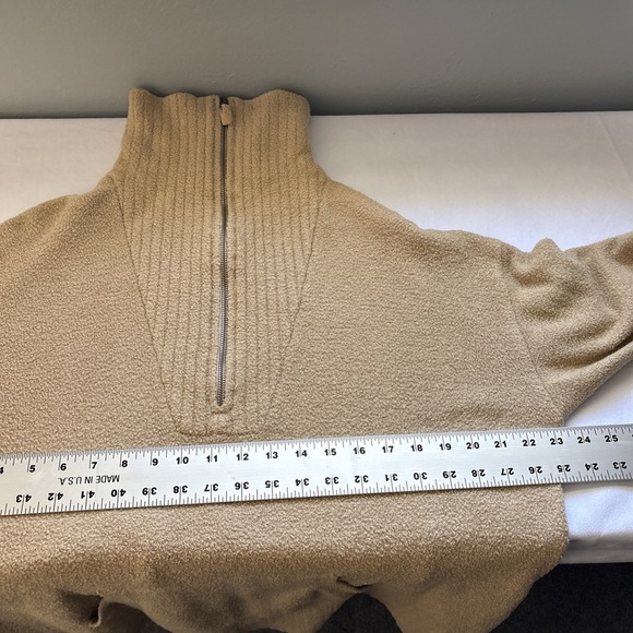 BAREFOOT DREAMS Womens XL Beige Cozychic Lite Half Zip Pullover Sweater - Picture 5 of 6
